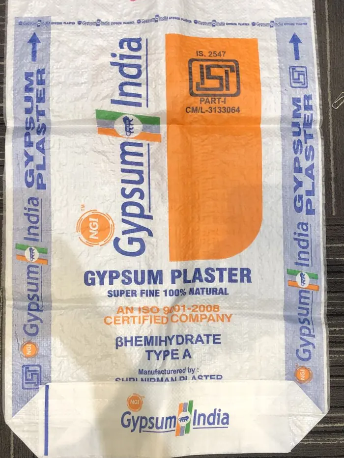 Gypsum plaster bag made by Baheti Group